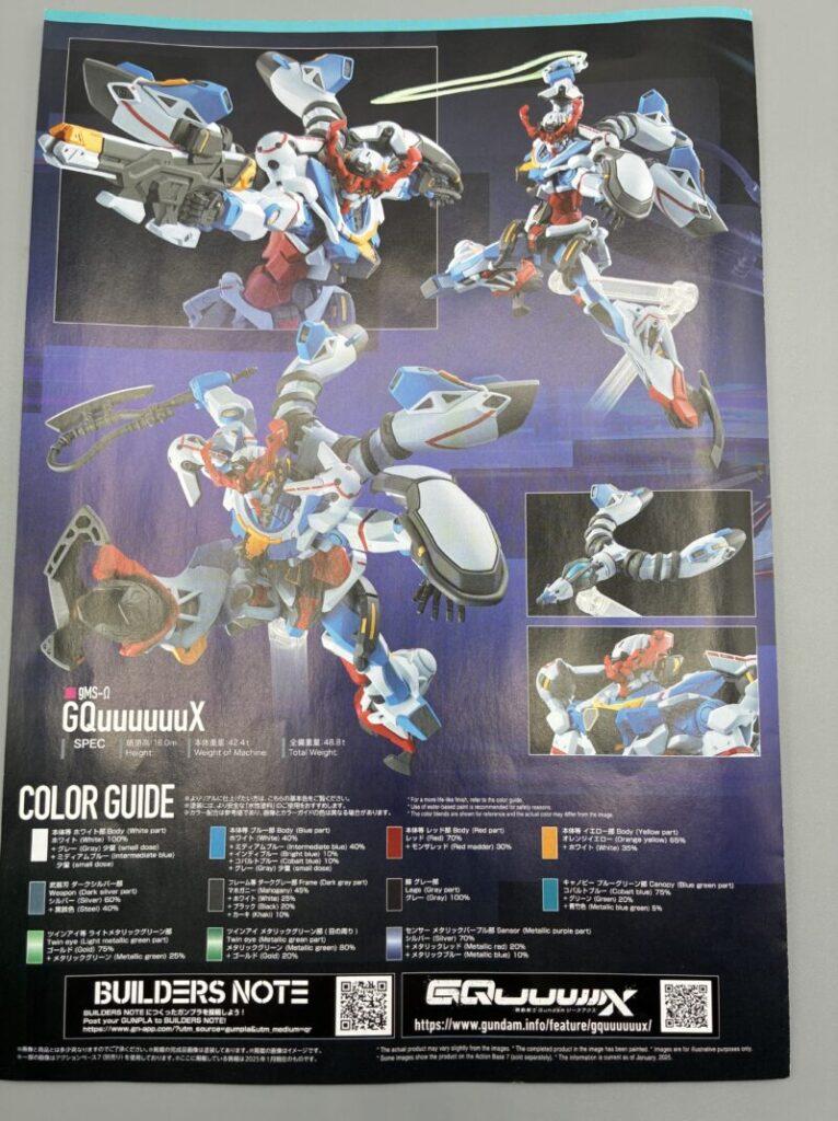 HGGQ ジークアクス カラーガイド 塗装配合比率